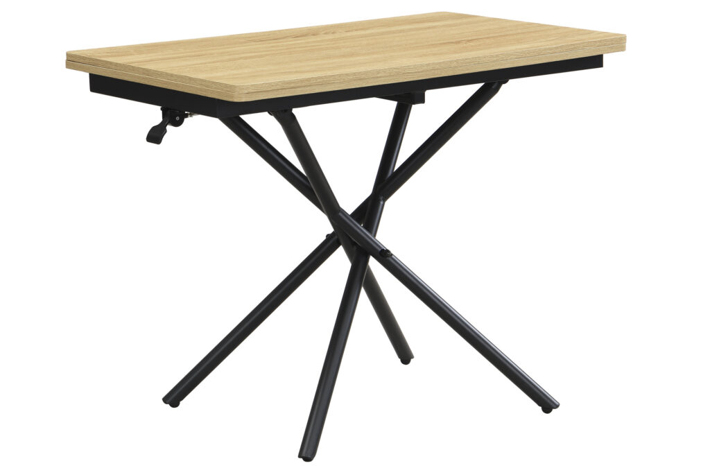 Mesa de centro elevable y extensible Katy en roble y negro