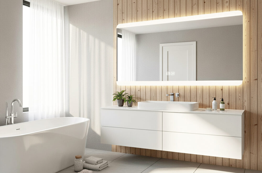 Espejo de pared Square con iluminación LED y antivaho