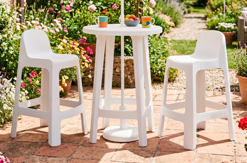 Taburete alto de exterior Bark blanco