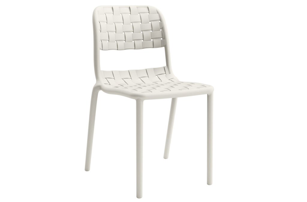 Silla de exterior Bora en blanco crema