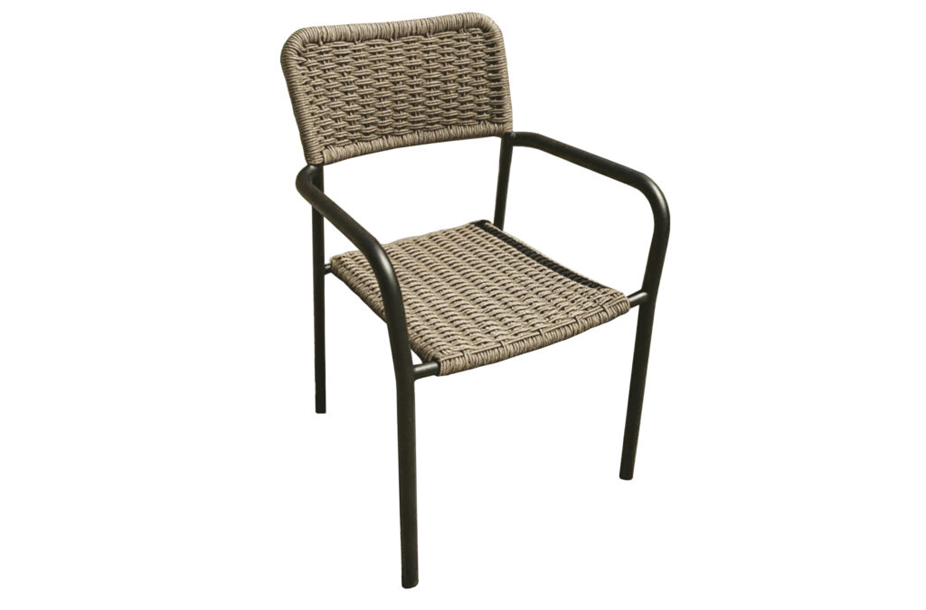 Silla de exterior Sava en mimbre negro