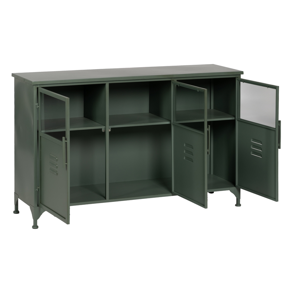 Aparador verde menta metal y cristal