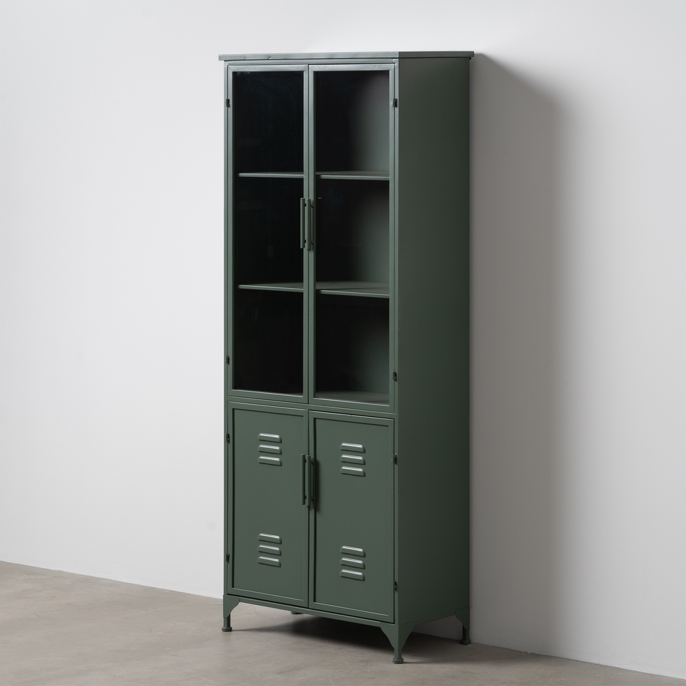 Vitrina verde menta metal y cristal