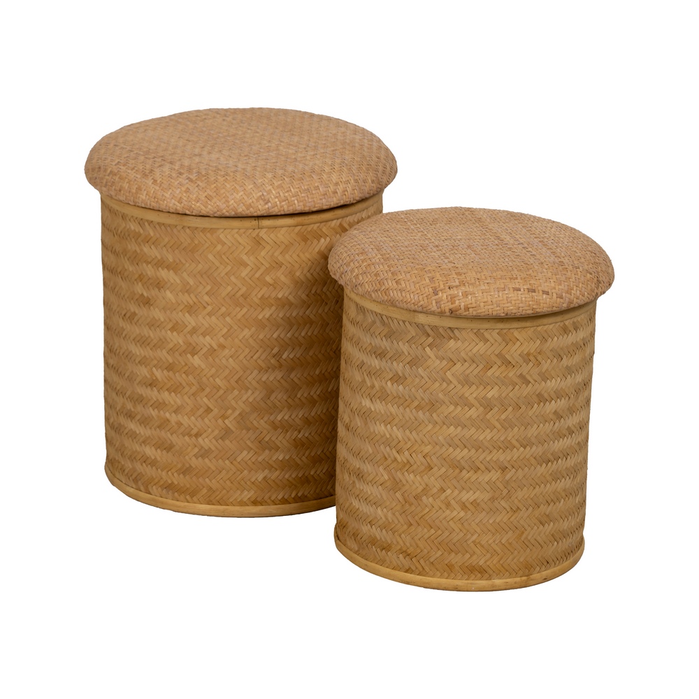 Set de 2 puf natural ratán