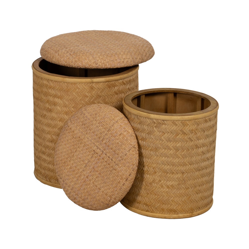 Set de 2 puf natural ratán