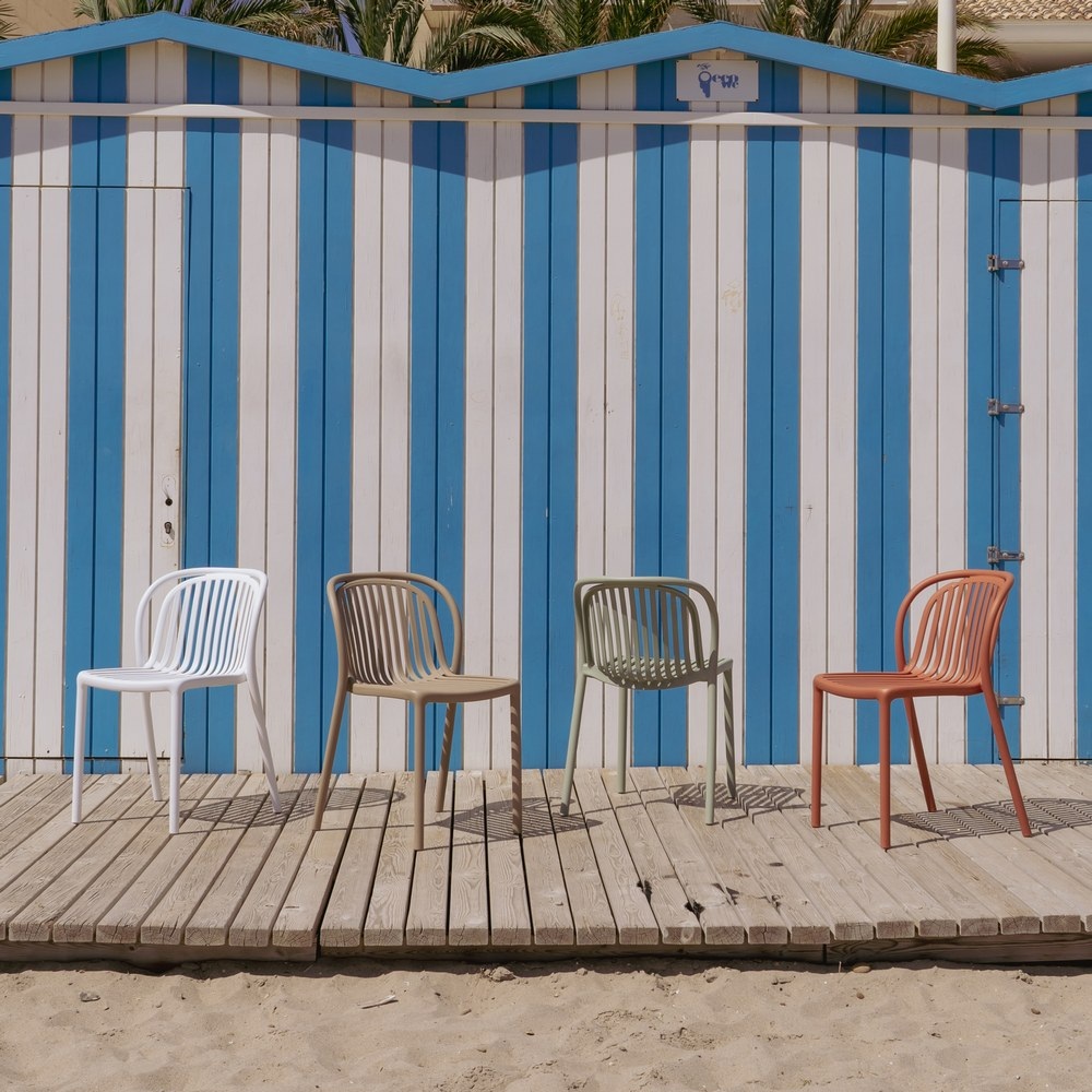 Silla apilable verde polipropileno, 51x57x78