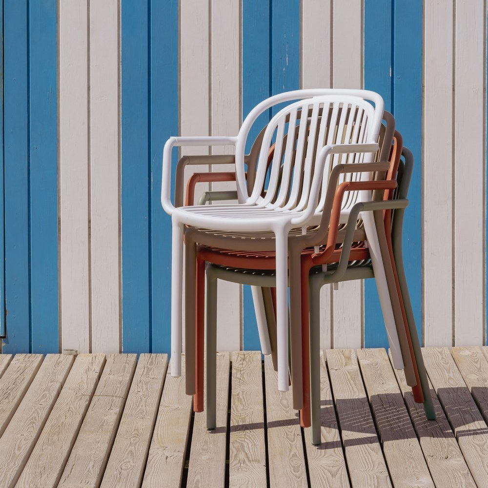 Silla apilable verde polipropileno, 57x57x78