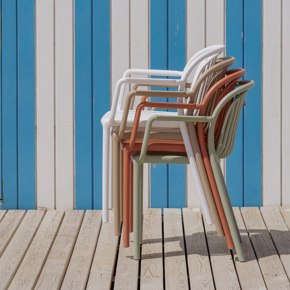 Silla apilable verde polipropileno, 57x57x78