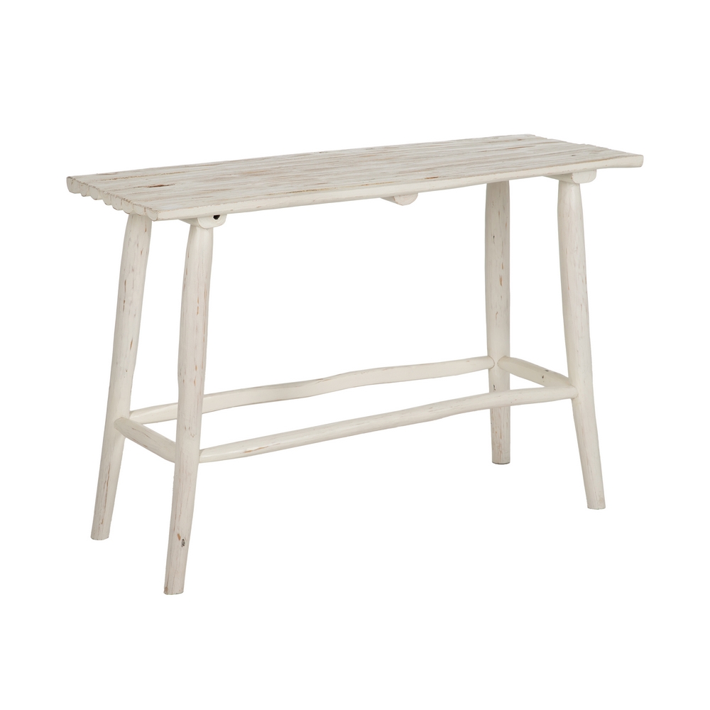 Consola blanco rozado madera de teca