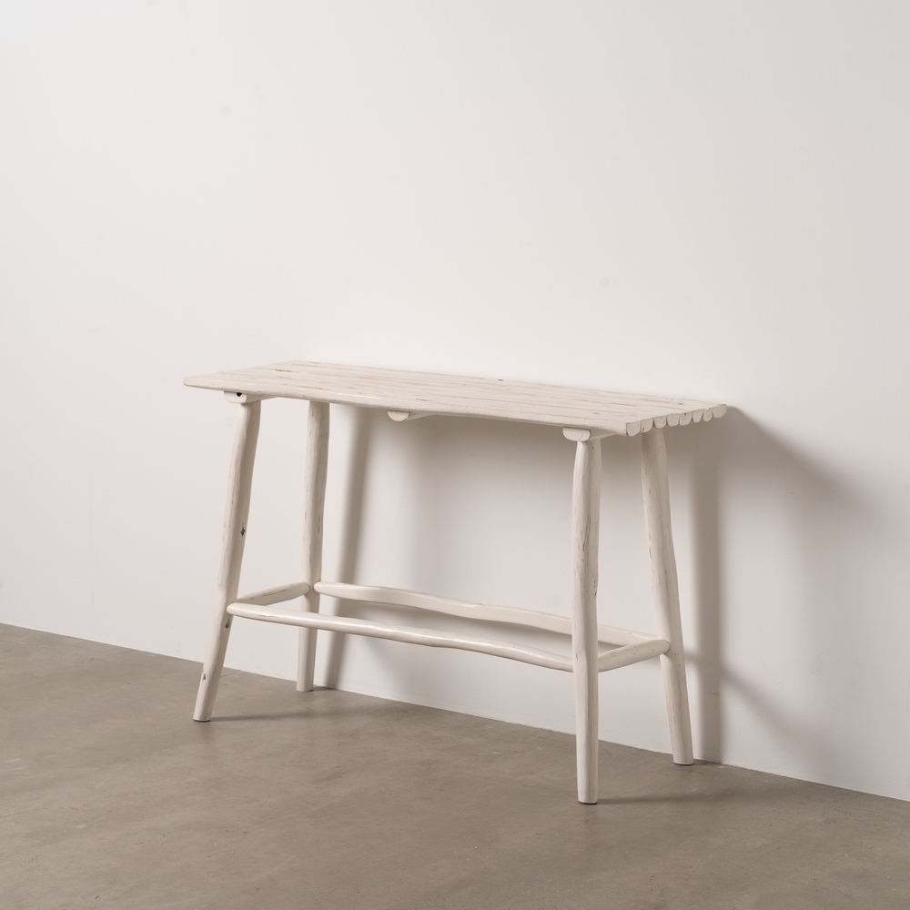 Consola blanco rozado madera de teca