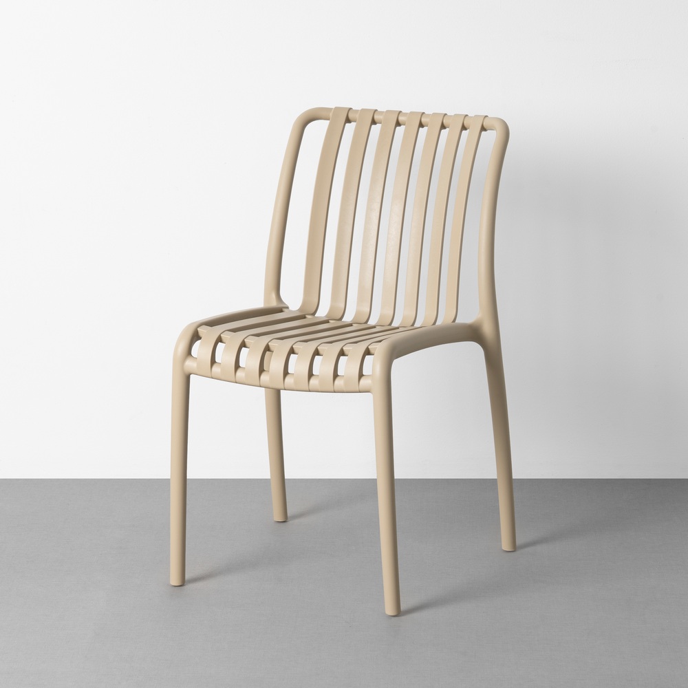 Silla apilable beige polipropileno, 50x58x80