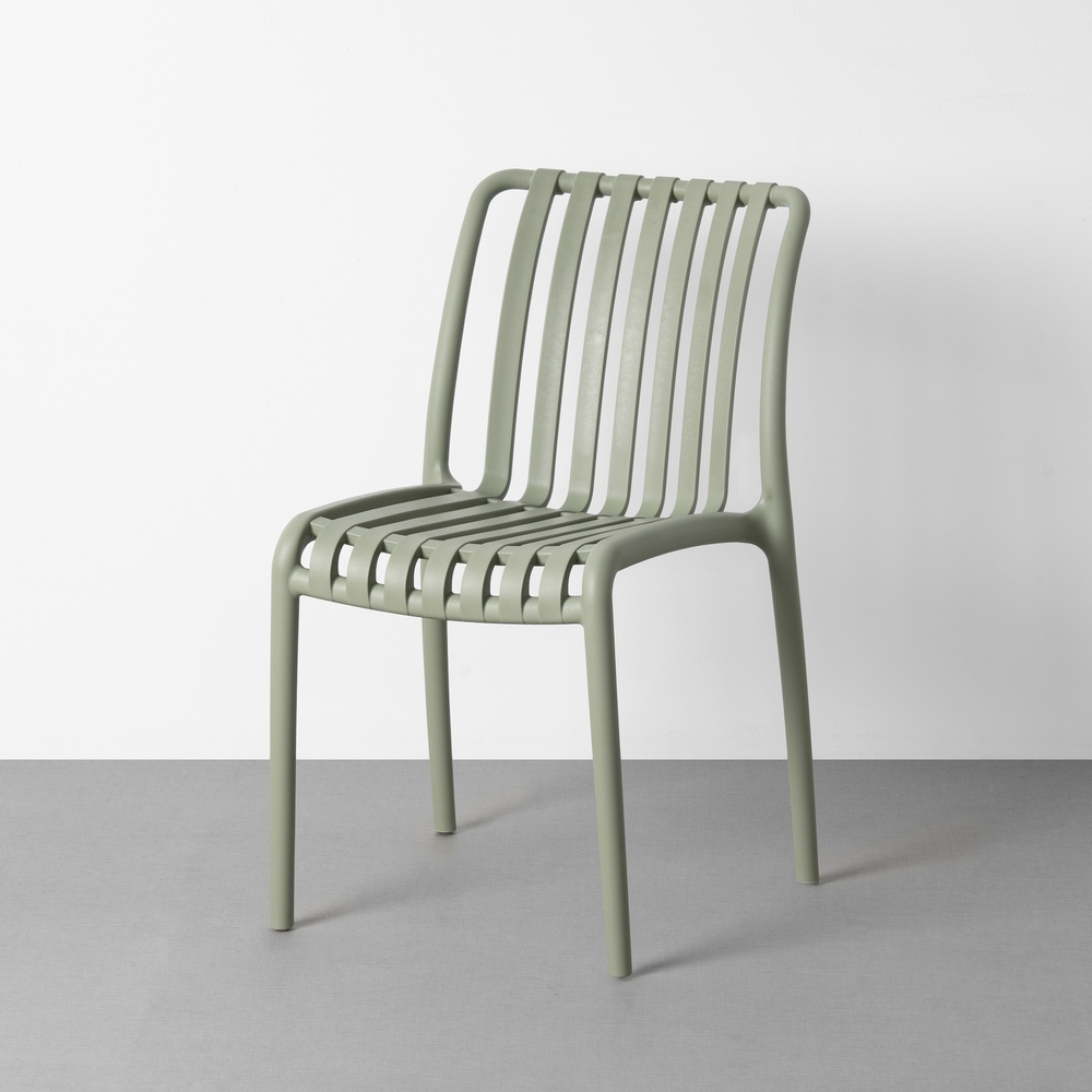 Silla apilable verde polipropileno, 50x58x80