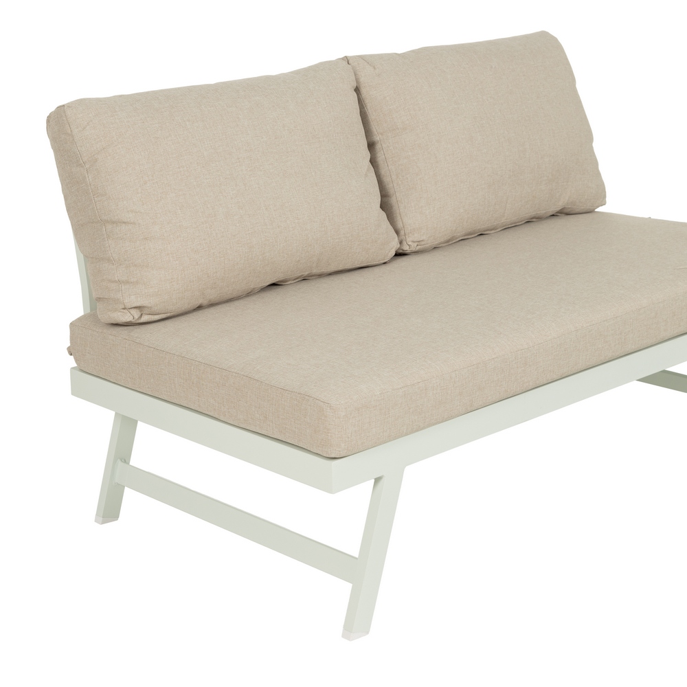 Conjunto jardín beige y blanco aluminio