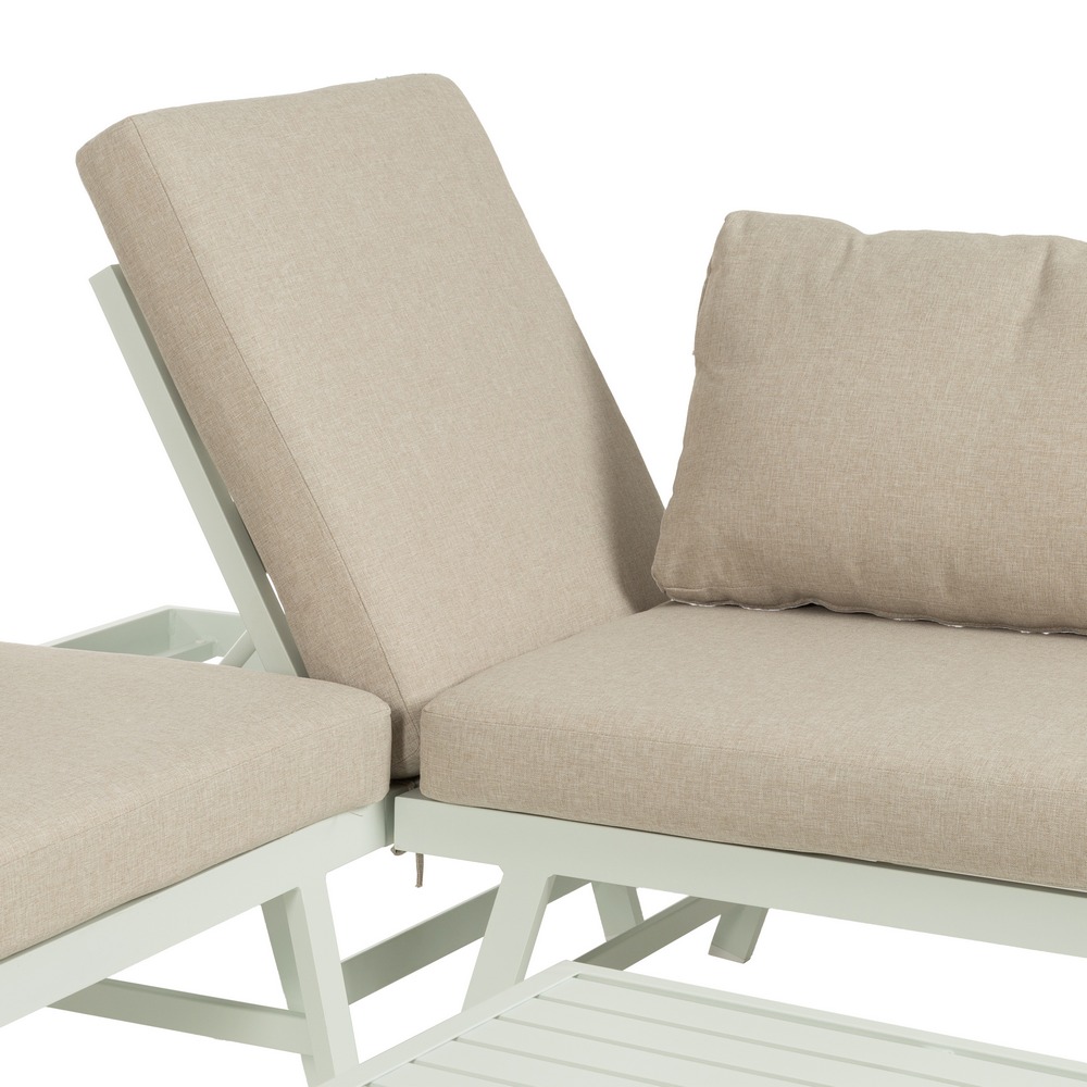 Conjunto jardín beige y blanco aluminio