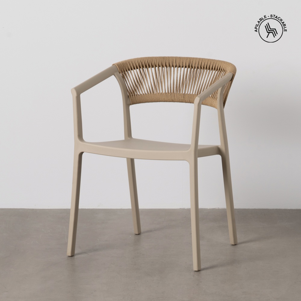 Silla apilable beige polipropileno, 56x52x76