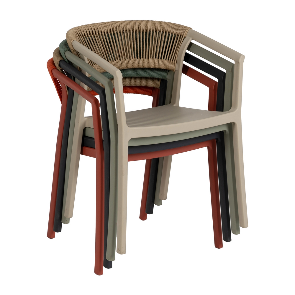 Silla apilable verde polipropileno, 56x52x76