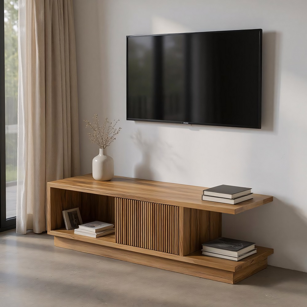 Mueble TV natural madera de teca