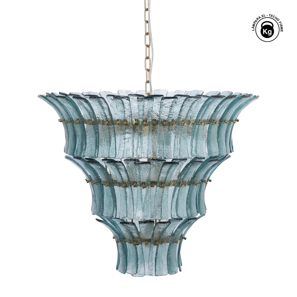 Lámpara de techo verde cristal, 70x70x56