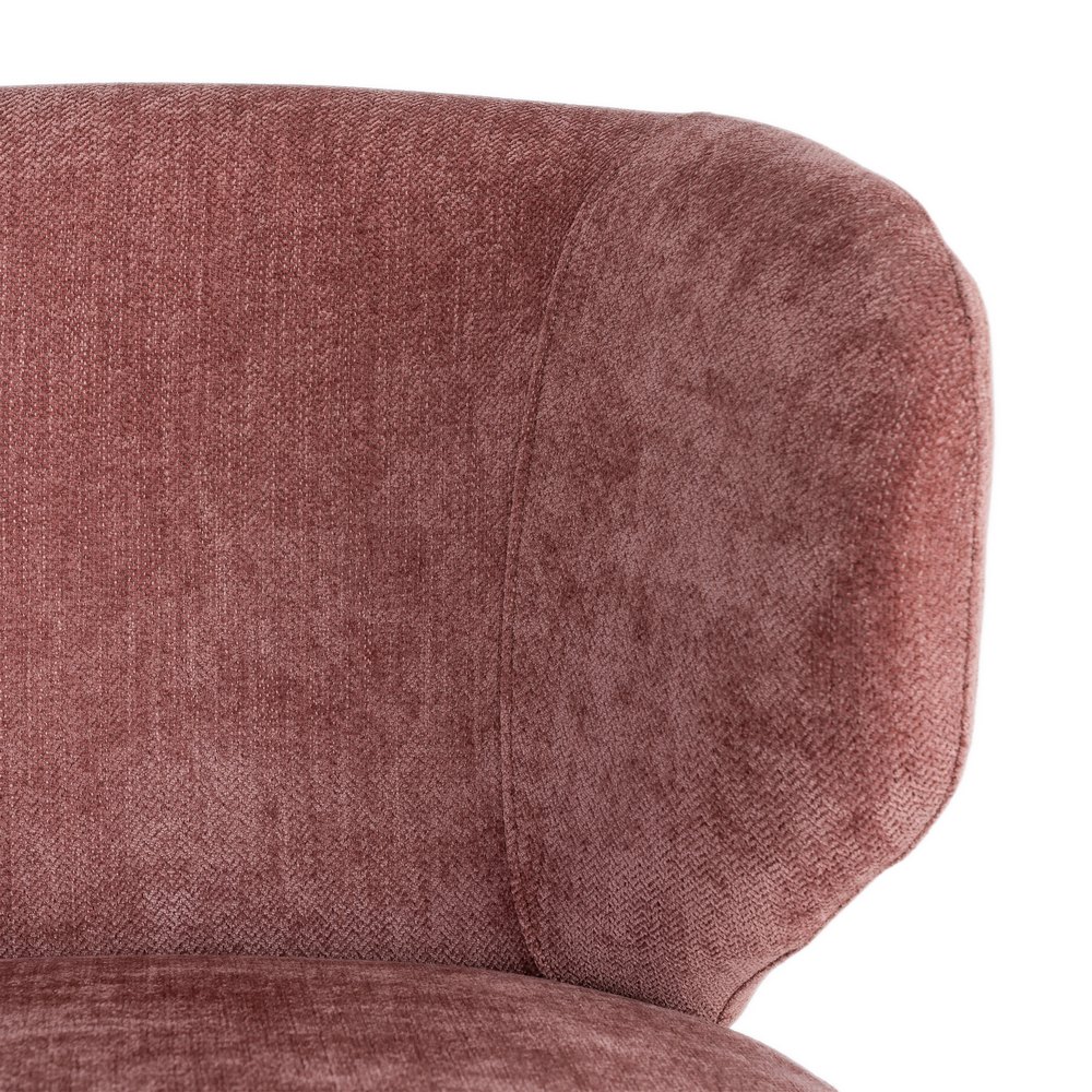 Sillón giratorio rosa tejido y madera