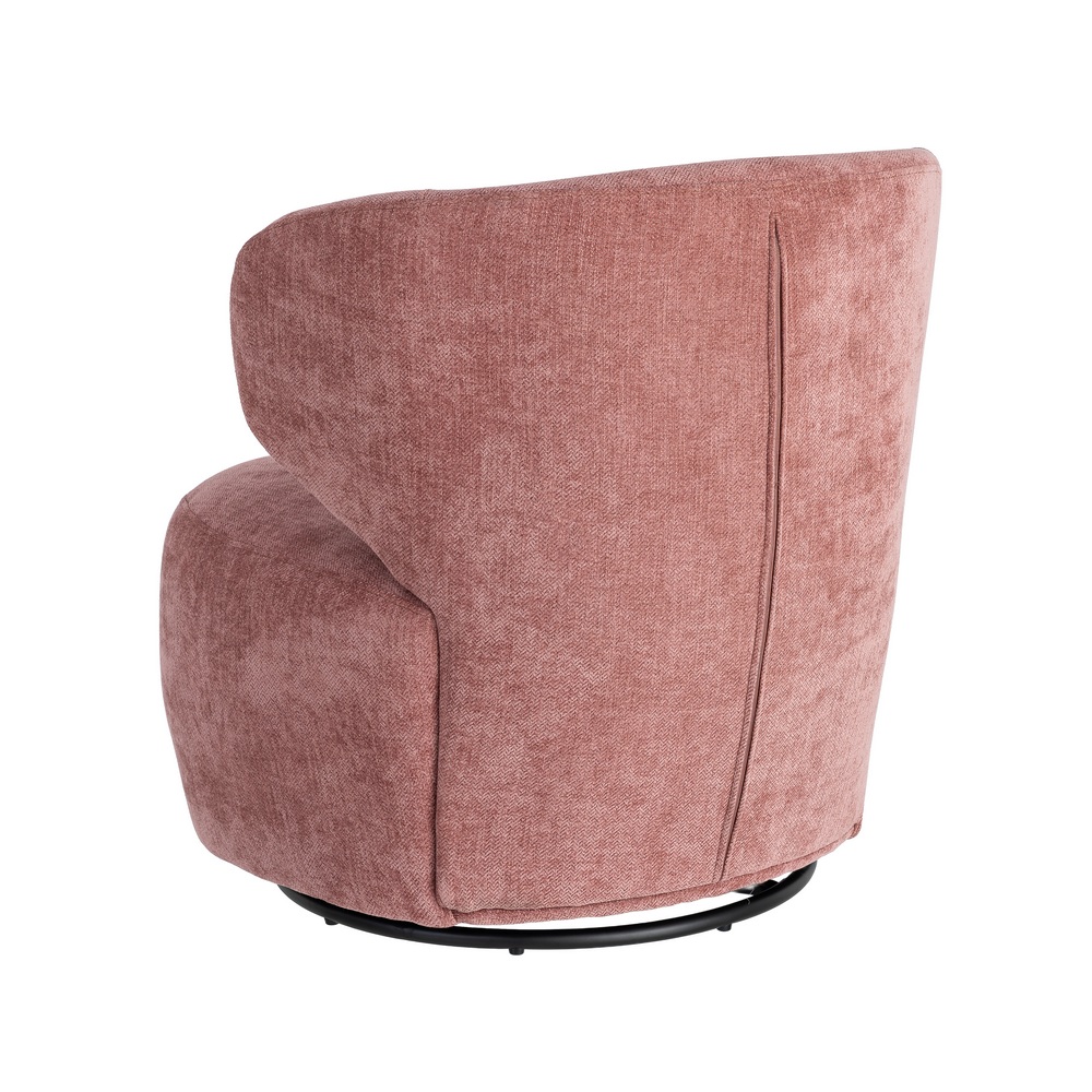 Sillón giratorio rosa tejido y madera