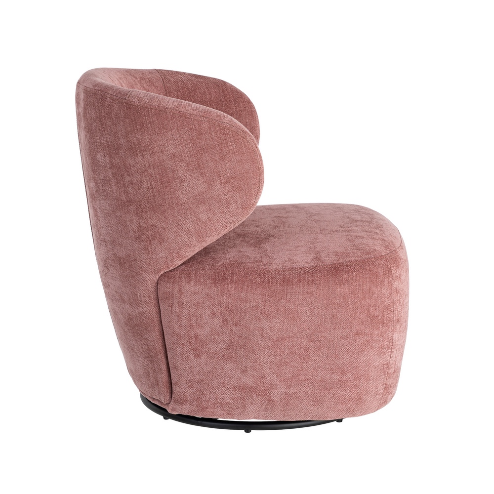 Sillón giratorio rosa tejido y madera