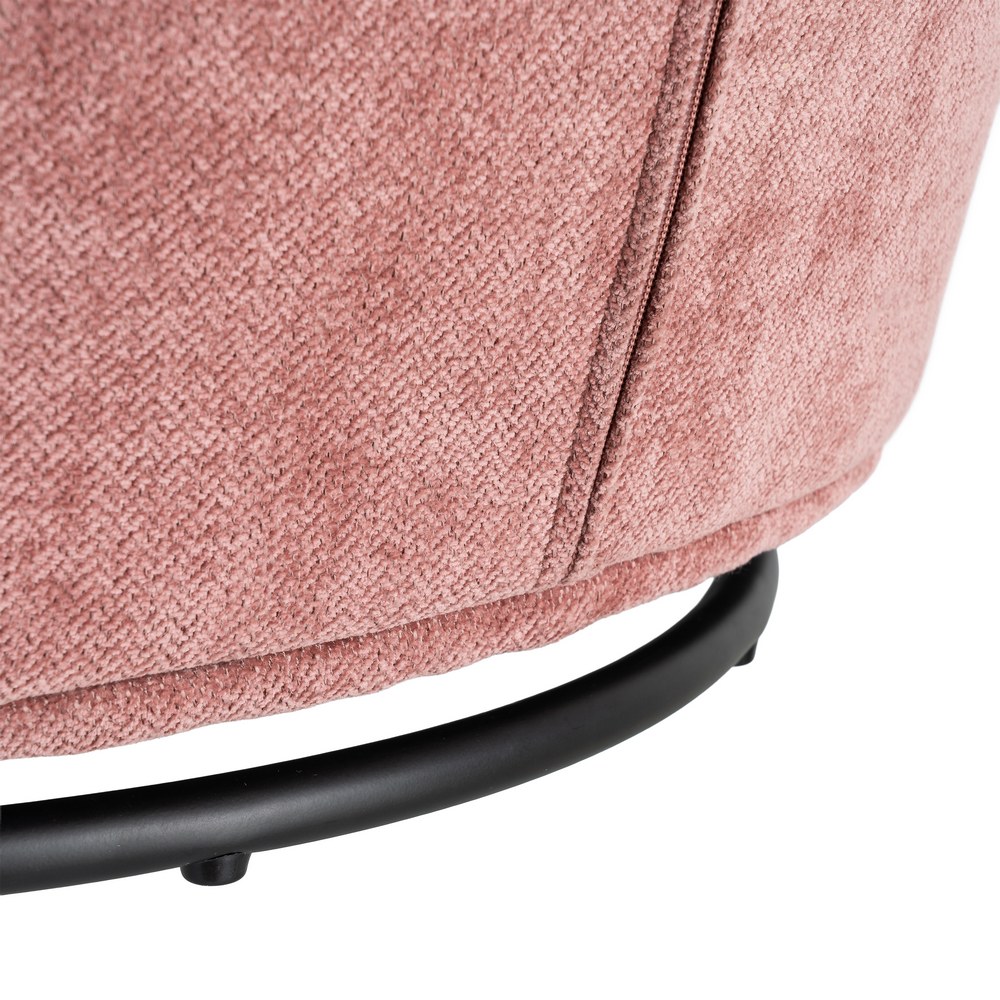 Sillón giratorio rosa tejido y madera