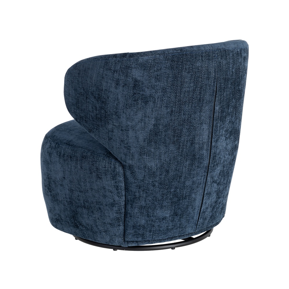 Sillón giratorio azul tejido y madera