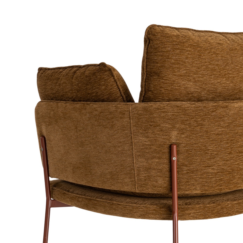 Sillón marrón claro tejido y metal