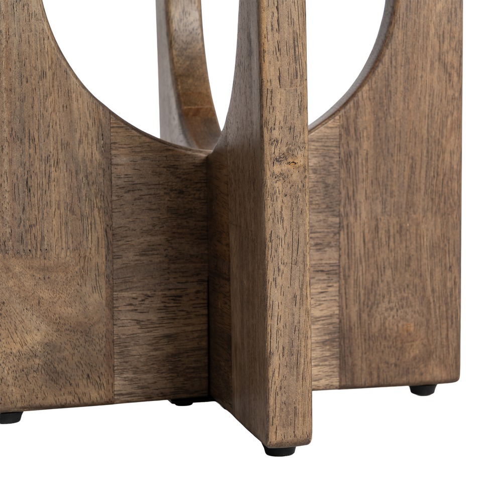 Mesa auxiliar marrón madera y cristal