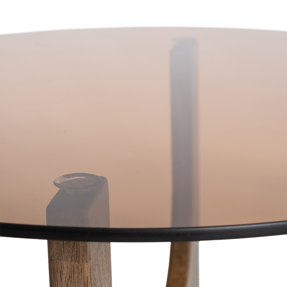 Mesa de centro marrón madera y cristal