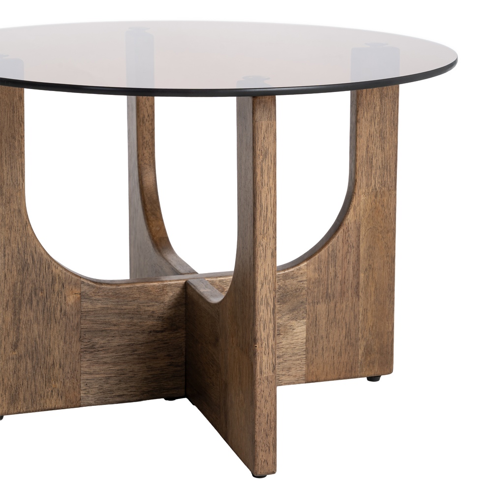 Mesa de centro marrón madera y cristal