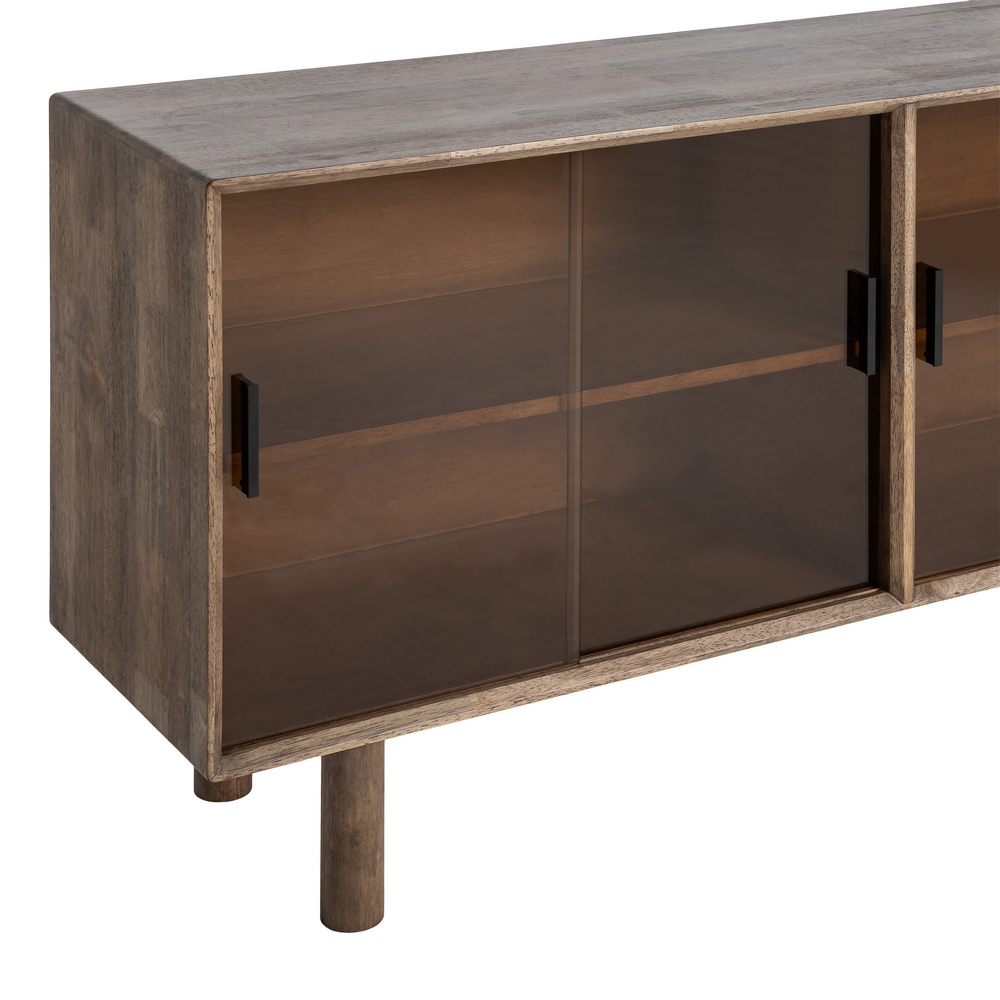 Aparador marrón madera y cristal