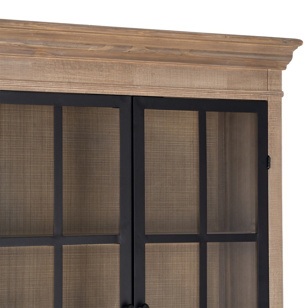 Vitrina natural y negro madera de pino
