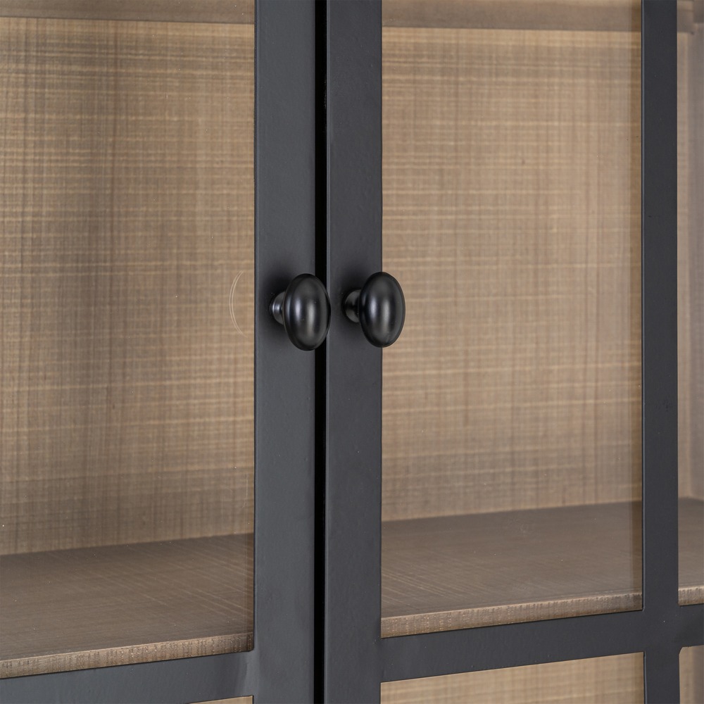 Vitrina natural y negro madera de pino