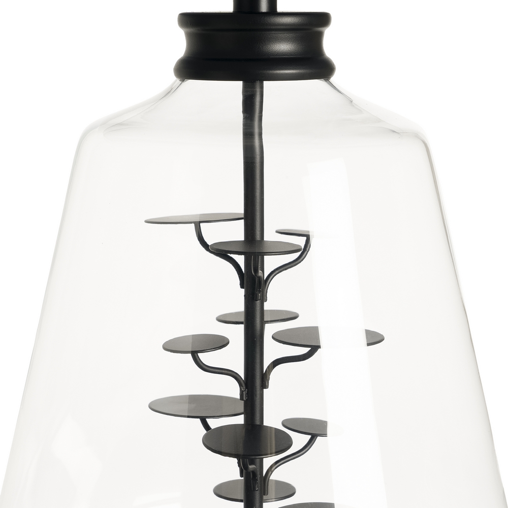 Lámpara de mesa negro metal y cristal