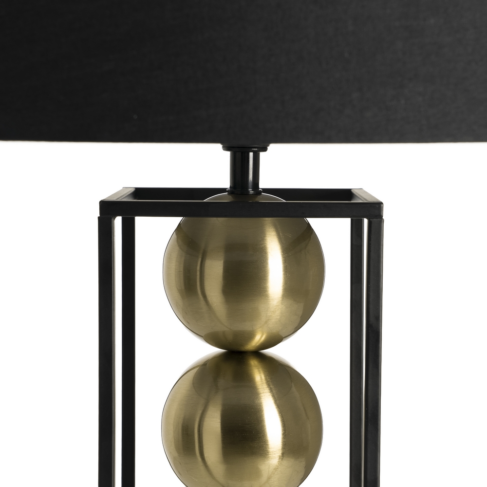 Lámpara de mesa negro y oro tejido y metal