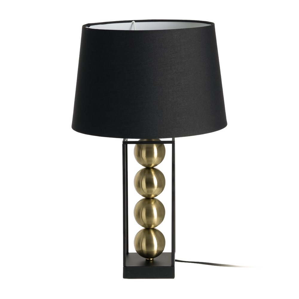 Lámpara de mesa negro y oro tejido y metal
