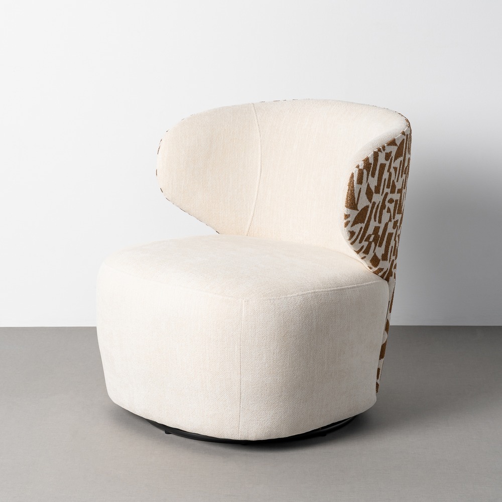 Sillón bitejido crema y ocre tejido y madera