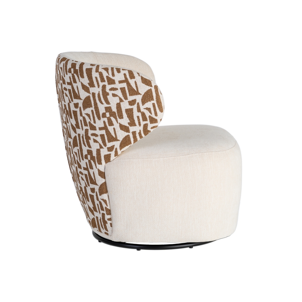 Sillón bitejido crema y ocre tejido y madera