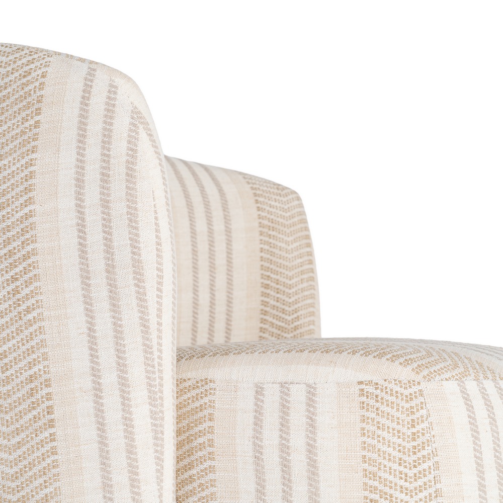Sillón giratorio beige tejido y madera