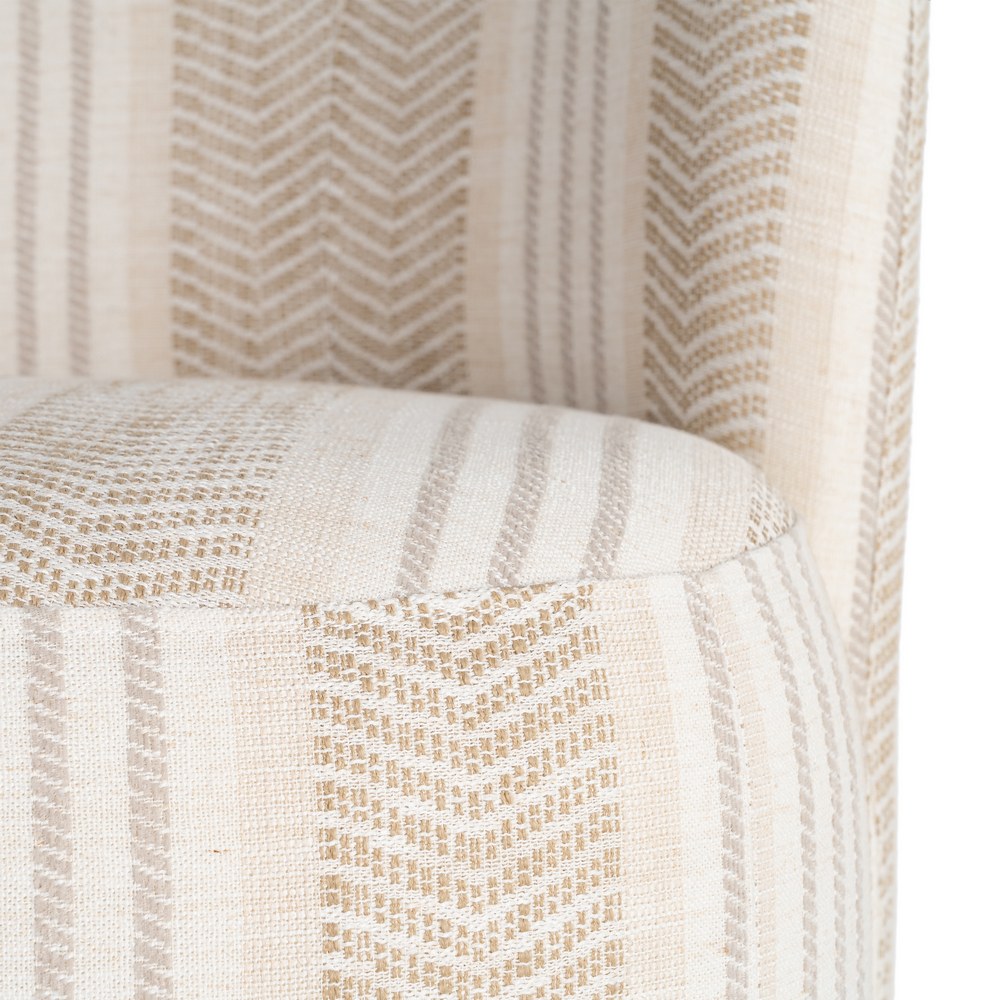 Sillón giratorio beige tejido y madera