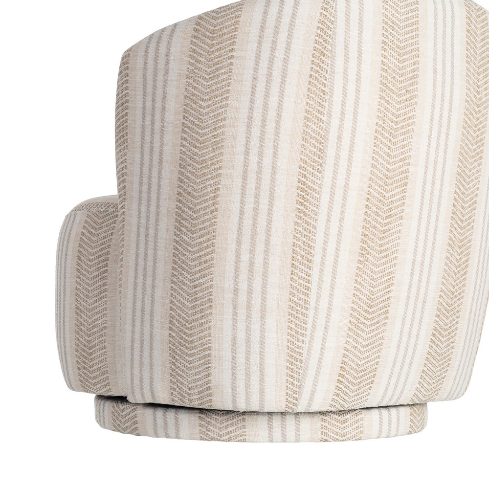 Sillón giratorio beige tejido y madera
