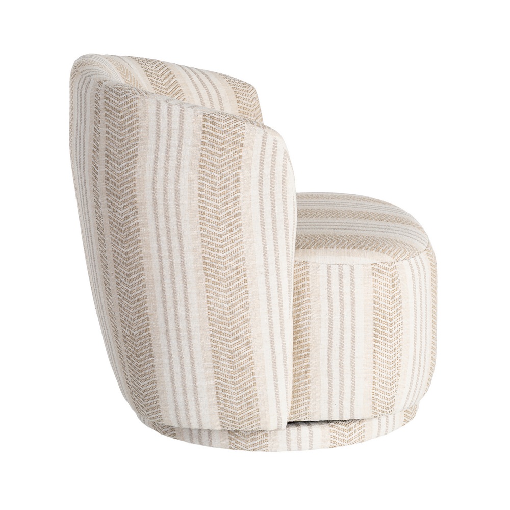 Sillón giratorio beige tejido y madera
