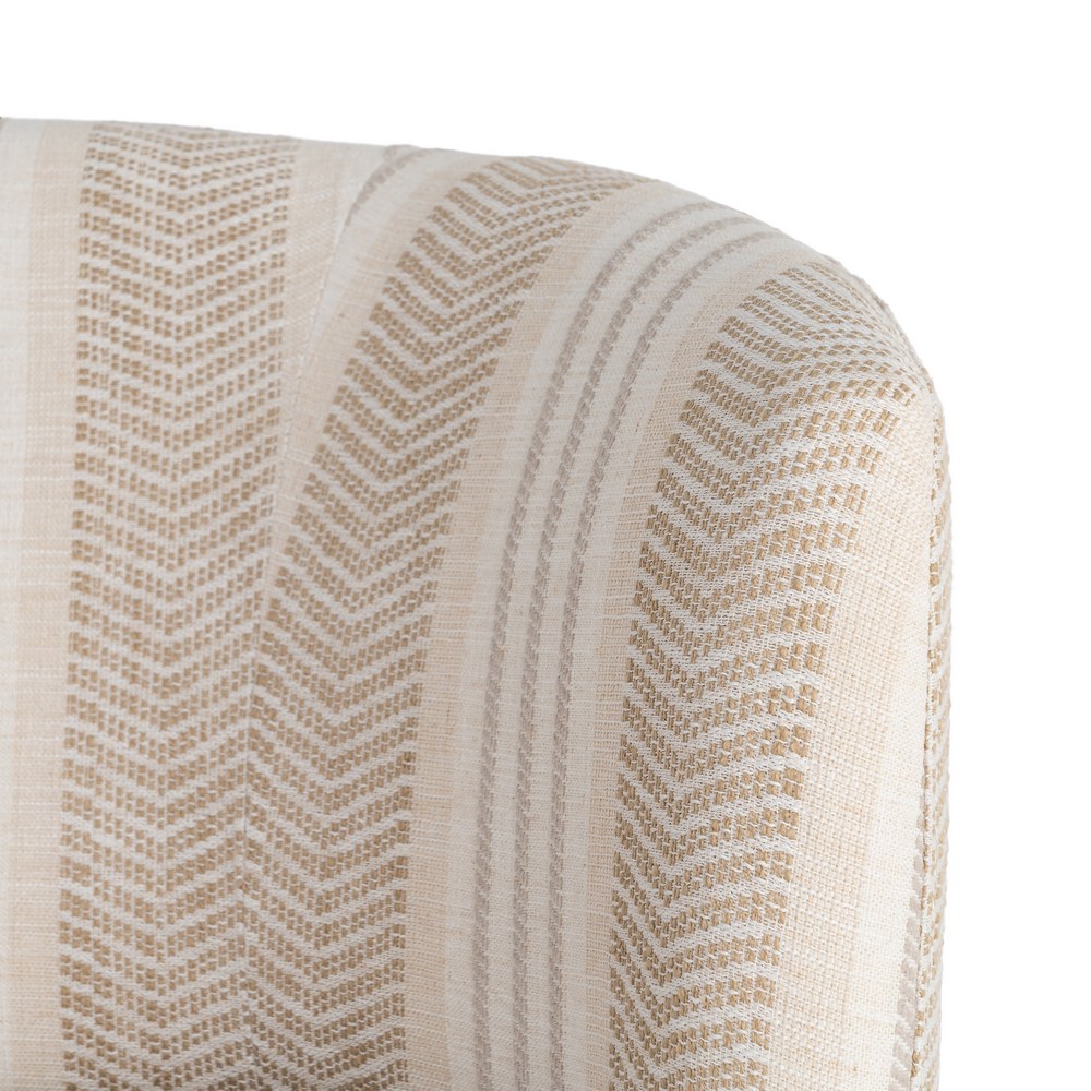 Sillón giratorio beige tejido y madera