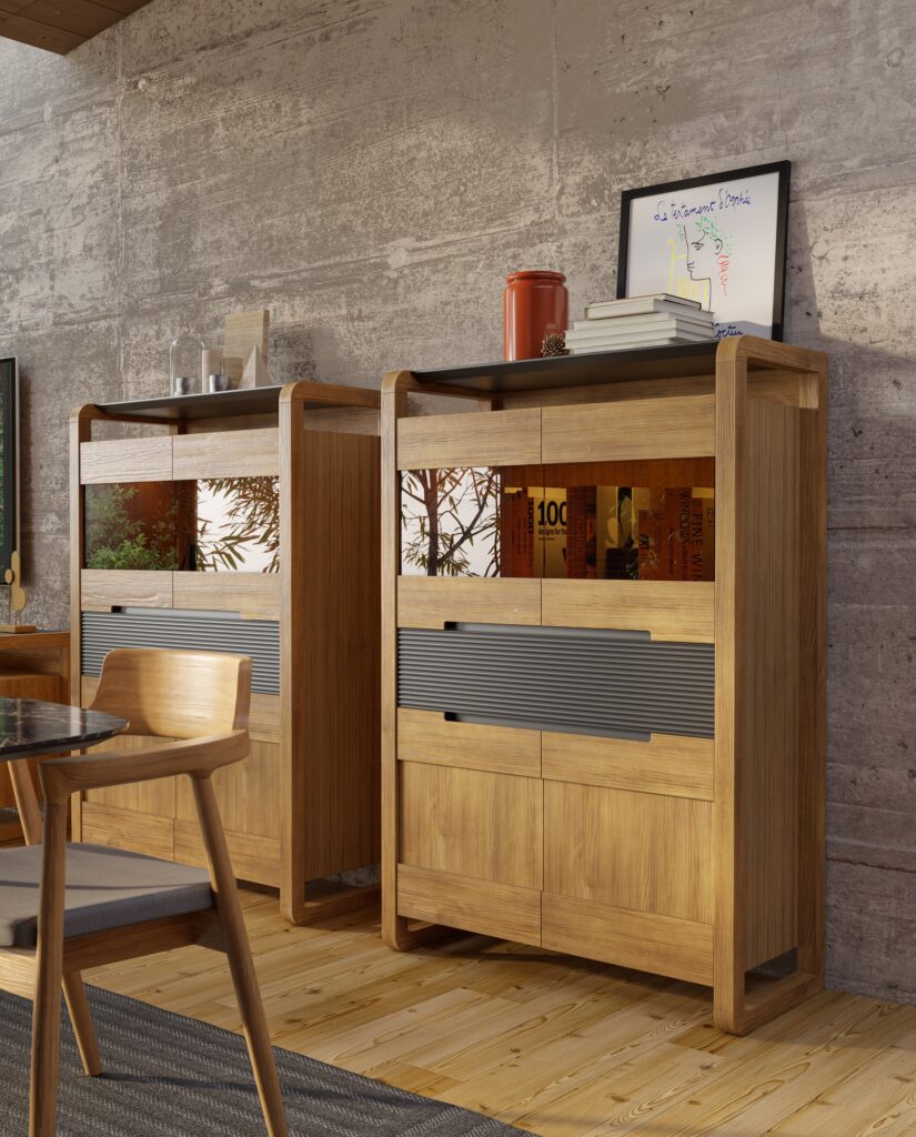 Vitrina baja puerta cristal y madera Berna