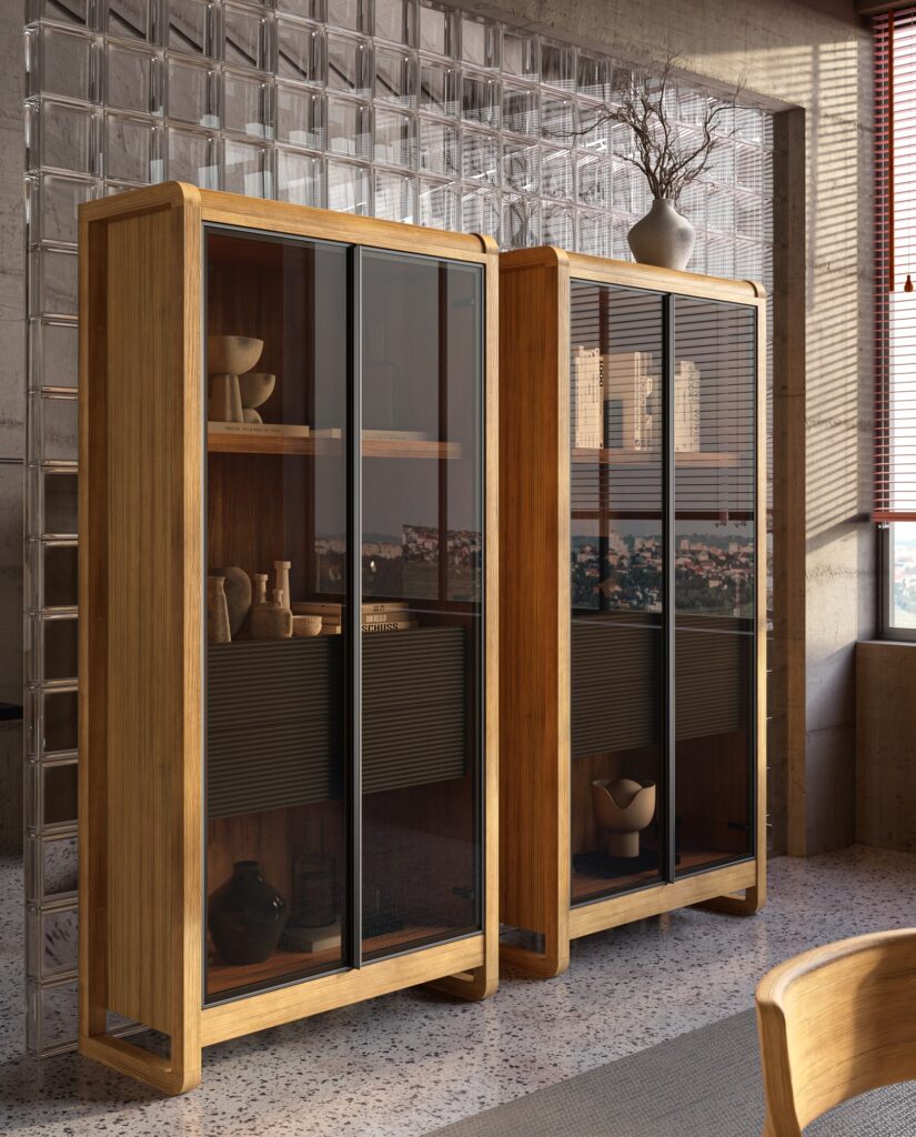 Vitrina baja puerta cristal y madera Berna