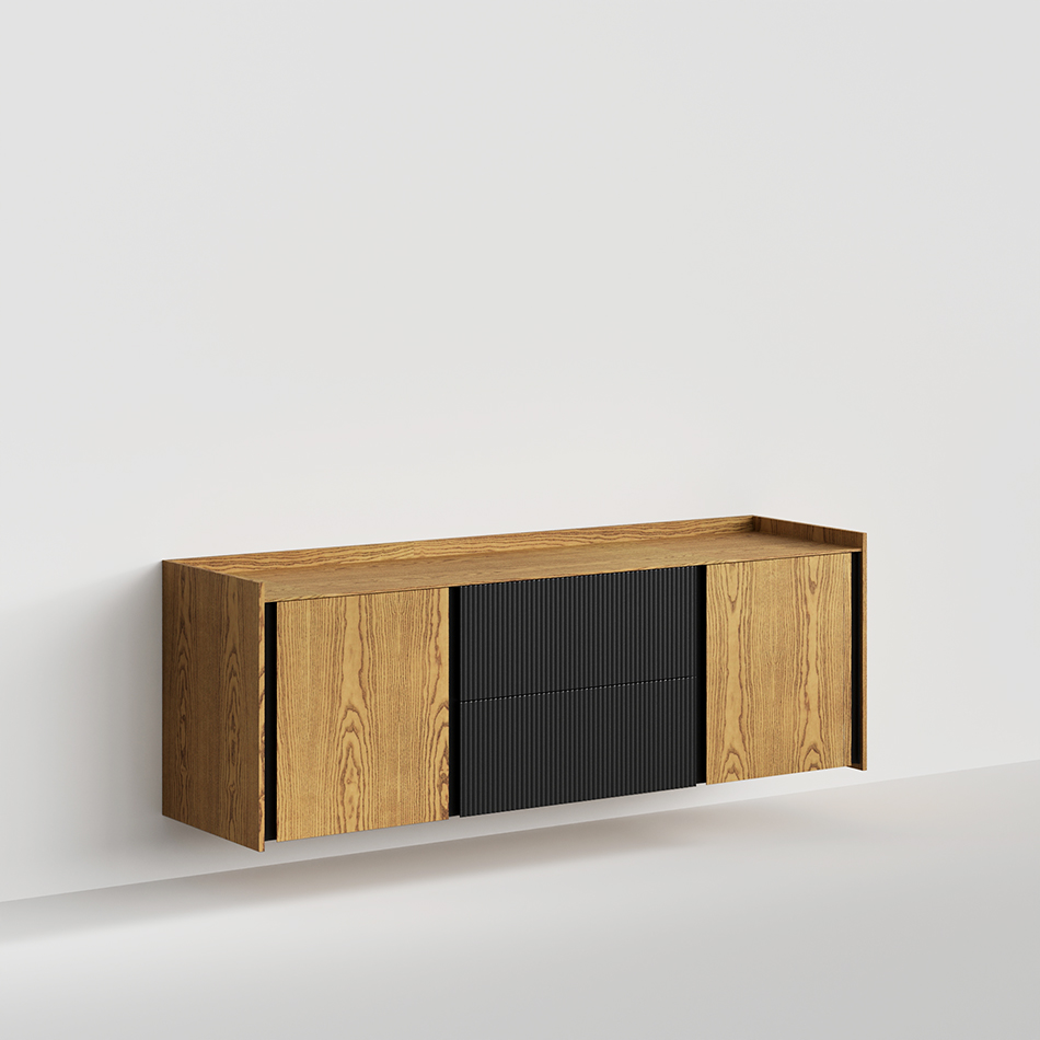 Mueble TV modulable suspendida con cajones moldurados Praga